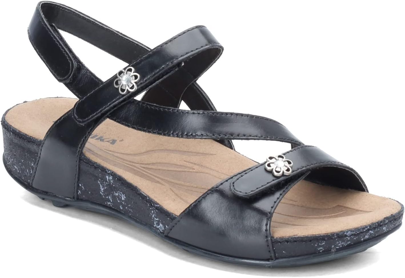 Romika Womens Fidschi 54 Flat Sandals, Black, 6-6.5