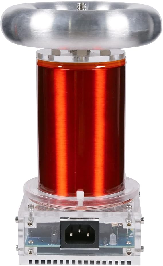 Hanll Stark SSTC Plasma Arc Coil with Arc Suppression Controller, Music-Synced Square Wave Discharge, Adjustable 20cm Arc, STEM Teaching & Display Kit AC 110240V