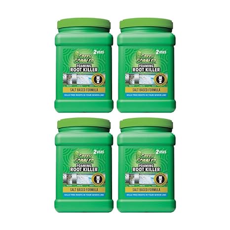 [4 Pack] Crystals Root Killer 64 oz with Plant Food - Root Killer for Sewer Lines - Tree Dissolver, Foaming Control