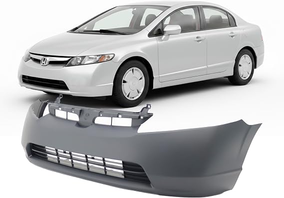Compatible with Honda Civic 20062008 Front Bumper Cover | Primed, With Fog Light Holes, Hybrid, Ready to Paint, OEM 04711SNEA90ZZ, HO1000239