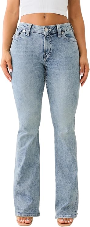 True Religion Womens Joey Mid Rise Flare Jean