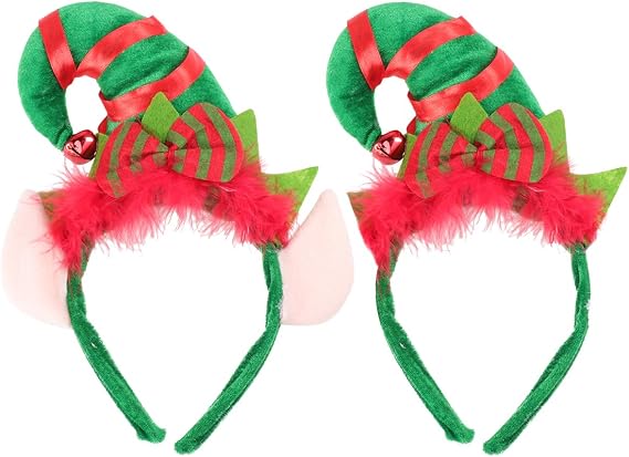 Beaupretty Christmas Hat Headbands Ears Hairband Christmas Hair Hoop Holiday Party Headwear for Costume Party 2Pcs