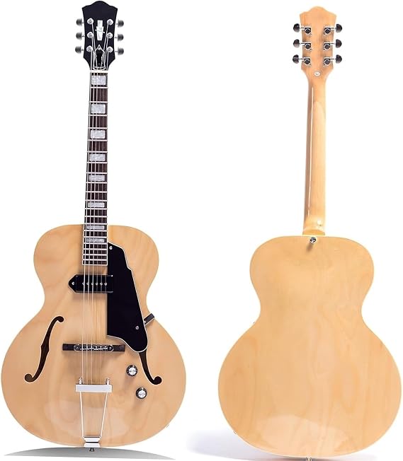 Electric Guitar Starter Kit Jazz Electric Guitar Hollow Body Chrome Hardware With P90 Pickup Vintage Sunburst(Natural)