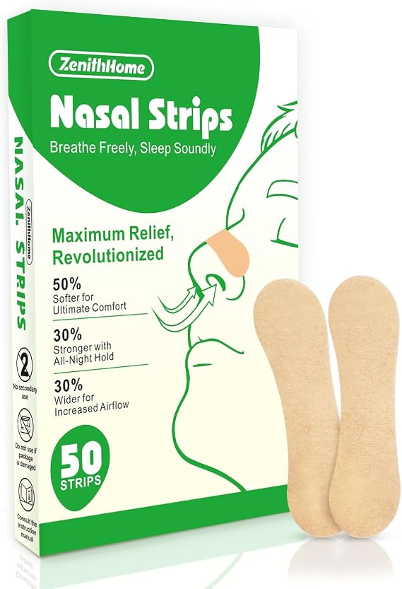 Nasal Strips, Upgraded Softer & Stronger Snoring Aids for Men and Women, 50 Pieces Nose Strips Anti Snoring Devices, Help Reduce Snoring, Relieve Nasal Congestion, Drug-Free, Deeper Sleep