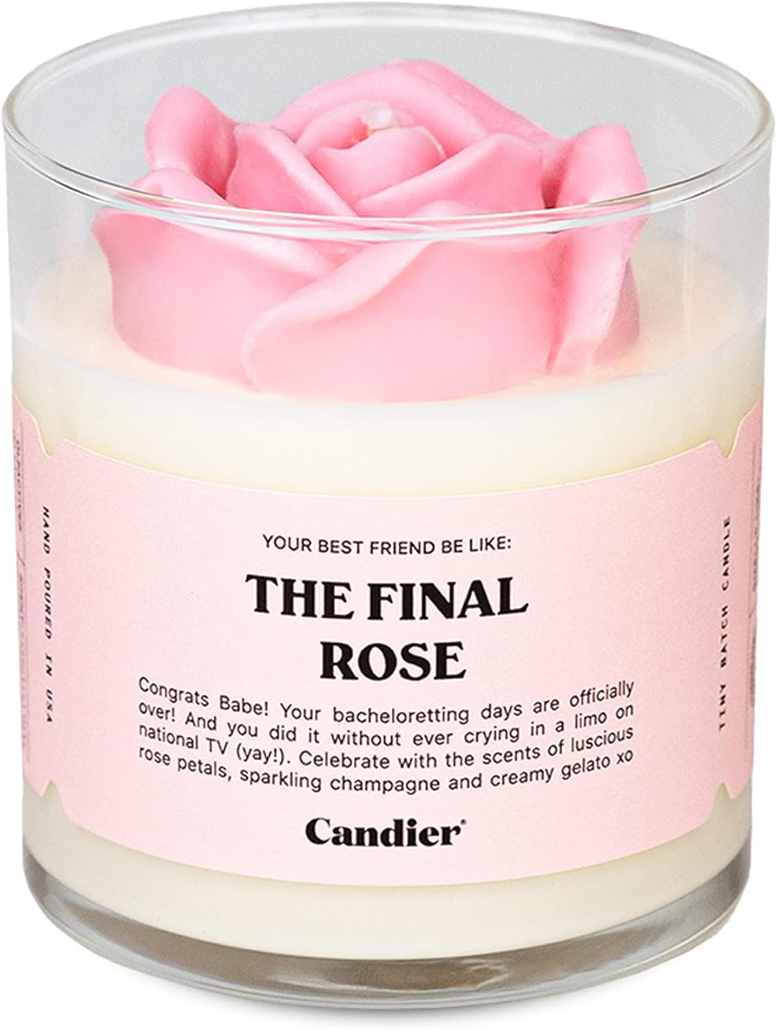 The Final Rose Scented Candle, Natural Soy Candle with Bubbly Champagne & Rose Notes, Aromatherapy for Relaxation, Unique Candles Gifts for Women, 60-Hour Burn Time - Candier by Ryan Porter