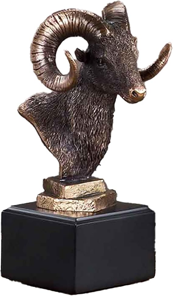 Ram Head Statue - Bronze Finish 4 inches Wide x 8 inches High