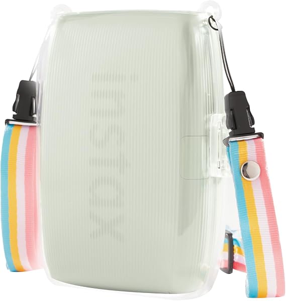 MUZIRI KINOKOO Clear Case Compatible for Fujifilm Instax Mini Link 3 Printer, Hard PVC Mini Link 3 Smartphone Printer Protective Case Accessories with Adjustable Shoulder Strap - Transparent
