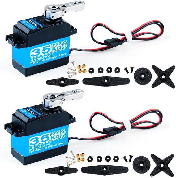 DS3235SG 35KG High Torque Digital Servo, 7.4V Waterproof Coreless Motor & Stainless Steel Metal Gear, 270° Large Rotation Angle for 1/8 1/10 1/12 RC Car Boat (Pack of 2)