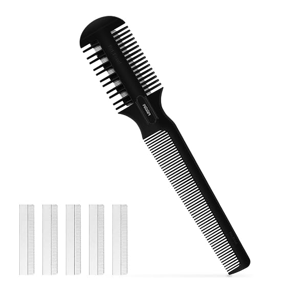 Hair Cutting Comb - Double Edge Razor for Thin and Thick Hair Trimming and Styling with 5 PCS Spare Blades