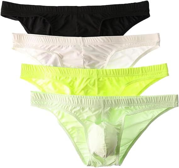 Men's Sexy Low Waist Comfortable Breathable Underwear Men's Ice Silk Triangle Bikini Briefs