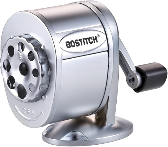 Bostitch Metal Manual Pencil Sharpener, Silver (MPS1-CH)