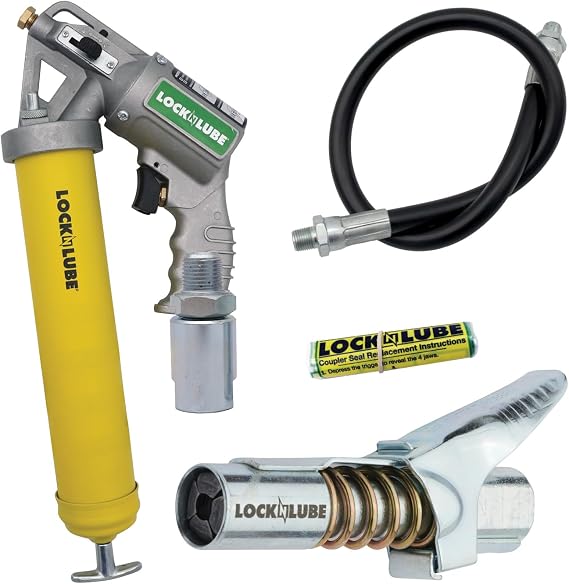 LockNLube 2-in-1 シングルショット&連続モード付き空気圧グリースガン1つのグリースガンでシングルショットと連続配信モード!スライド式選択レバーで簡単に配送モードを切り替えることができます。