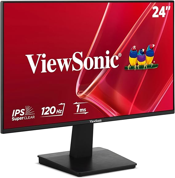 ViewSonic VA2448-MH 24 Inch 1080p Computer Monitor, IPS 120Hz Display | Variable Refresh Rate, HDMI, VGA, Eye Care, Frameless, Home Office, Laptop, PC, Macs, Anti Glare, 1ms, 300 Nits, 2W Speakers