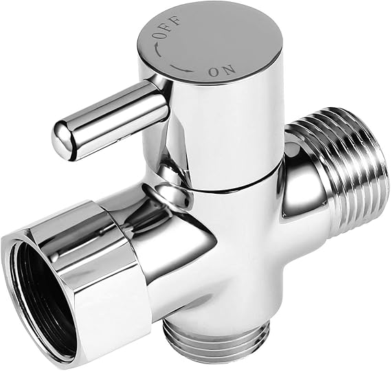 Bidet T Adapter with Shut-off Valve: 3 Way Brass T-valve for Bidet 7/8X 7/8X 1/2 - Tee Connector Leakproof Adjust Water Pressure Toilet Attachment Bathroom Installation