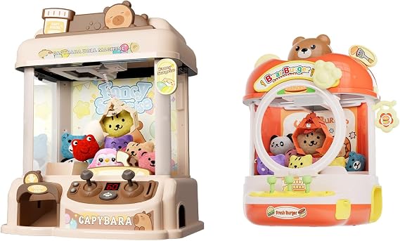 Claw Machine for Kids, Mini Vending Machine for Age 3+, Toy Claw Machines with Plush and Squishy Prizes for Girls, Candy Grabber Dispenser Toy for Boys, Birthday Gifts for Kids Age 3-8