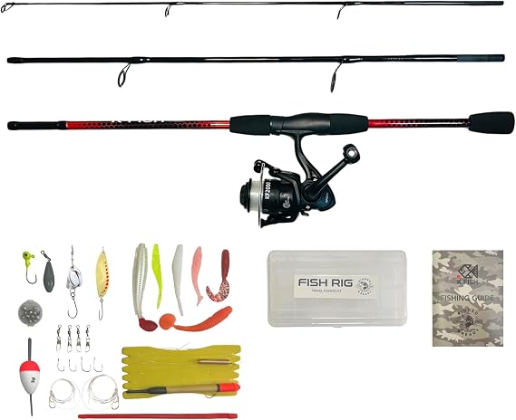 Rigged and Ready K Fish Fishing Combo Set with Rod Reel Tackle Box & Tackle