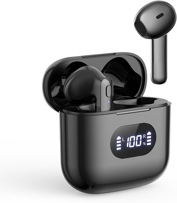 Wireless Earbuds, Bluetooth Ear Buds Crystal-Clear Calls Built-in Mic V5.3 Bluetooth Headphones, 40Hrs Battery Life with LED Power Display IPX7 Waterproof Stereo Sound Ear Buds for Gym and Working