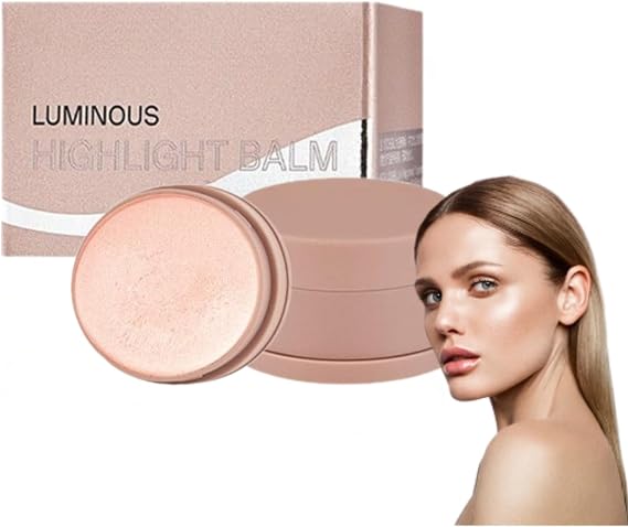 Baked Highlighter Makeup, All in One Blusher and Cream Highlighter, Highly Pigmented, All Over Face Glow, Glow Balm Dewy, Shimmer Glow Finish Face Makeup for Women (Plum Brown)