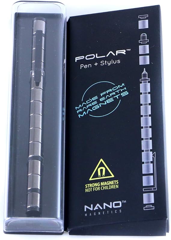 Polar Pen, Magnetic Pen and Stylus designed to be both fun and functional. Fidget, think, build and enjoys the world of magnets. Gunmetal