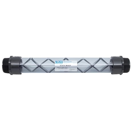 Koflo 2-40C-4-6-2 Clear PVC Schedule 40 Pipe Static Inline Mixer; 2" NPT(M), 6 Elements