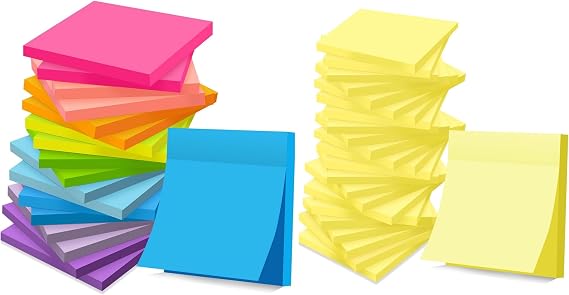 Bright Color Sticky Notes 3x3 and Yellow Sticky Notes 3x3