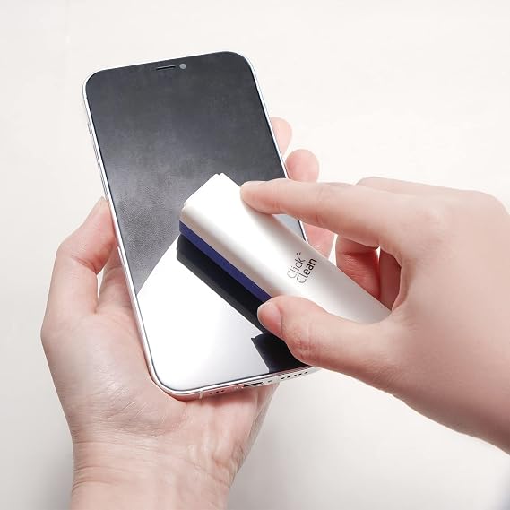 CLICK CLEAN Screen Cleaner Spray with Phone Stand Case & Microfiber | 2-in-1 Cleaner & Phone Stand, Streak-Free Cleaning, Gentle Formula, For Phone Laptop Tablet Screens, Dark Blue, 0.5oz