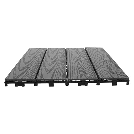 Interlocking Outdoor Deck Tiles 30x30cm Plastic Wood Composite Flooring with Embossed Pattern, Weather-resistant and Slip-resistant for Balcony and Poolside Use