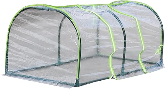 DULRLLY Outdoor Transparent PVC Hot House Cover, 47W X 24D X 19H Portable Tunnel Greenhouse, UV Protected Garden Green House for Herb Flower Vegetable Growing (NO Iron Frame)