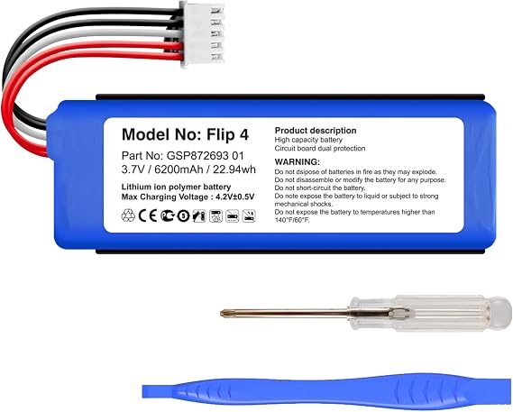 6200mAh Replacement Battery for Flip 4 Bluetooth Speaker,Flip 4 Special Edition, GSP872693 01