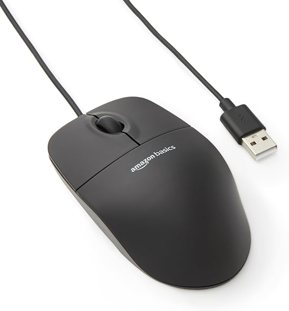 Amazon Basics USB Wired Mouse, Black