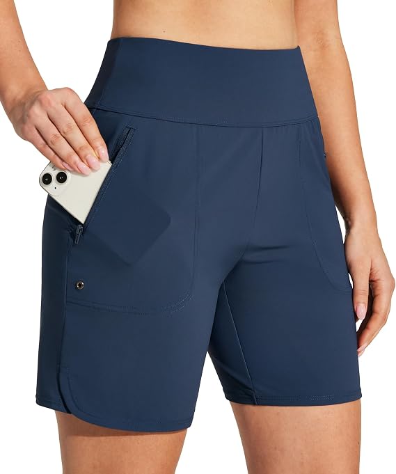 Heathyoga 7" Swim Board Shorts Women Strechy High Waisted Beach Shorts for Women with Liner Quick Dry Bathing Suit Bottoms