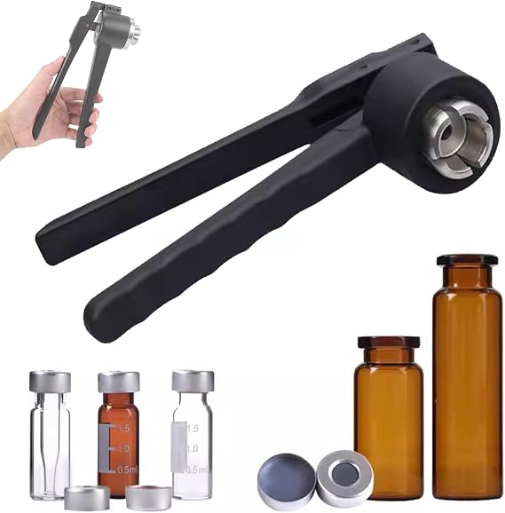 Manual Vial Full Aluminum Crimper (8-32mm), Flip Off Vial Crimper, Bottle Cap Crimping Tool, Stainless Steel Hand Held Capping Machine, 20-30 Bottles/Min,20mm