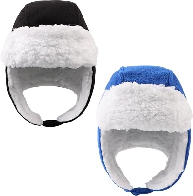 PESAAT Toddler Winter Hat for Boys Warm Kids Trapper Hats Fleece Lined Baby Girl Beanies with Earflap