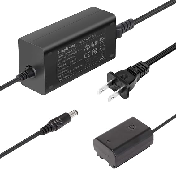 NP-FZ100 Continuous Power Adapter Dummy Battery Kit for Sony Alpha A6600, A6700, ZV-E1, A7C, A1, A7 III,A7 IV, A7R III, A7R IV, A7S III, A9, A9 II, A9R, A9S Cameras