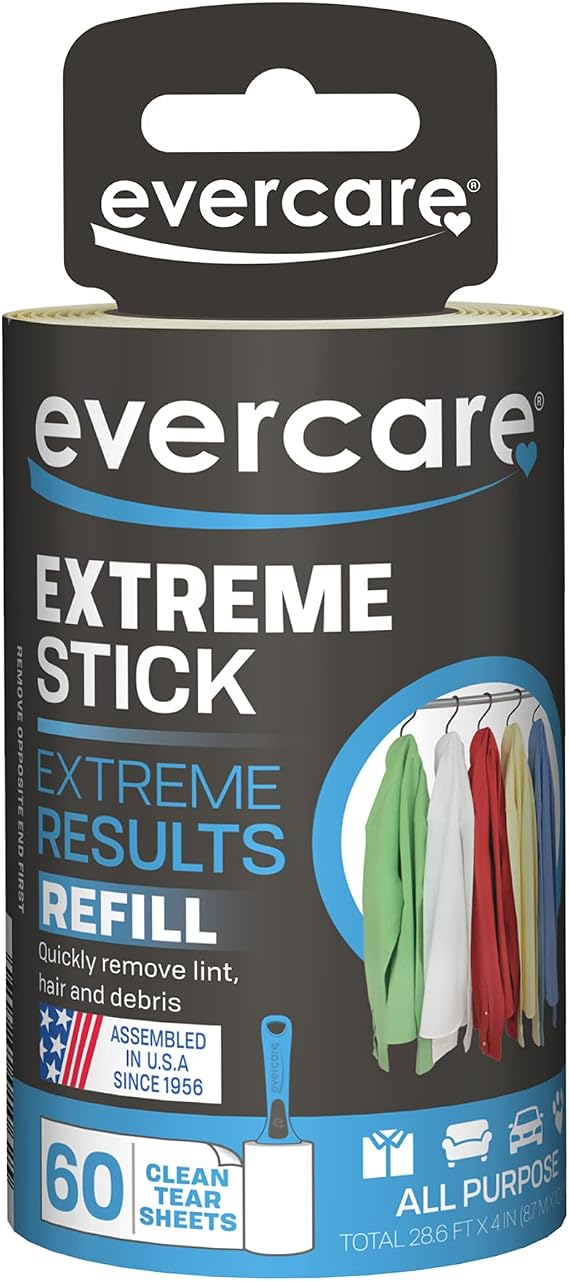 Evercare Garment Lint Roller Extreme Stick Refill - 60 Sheets