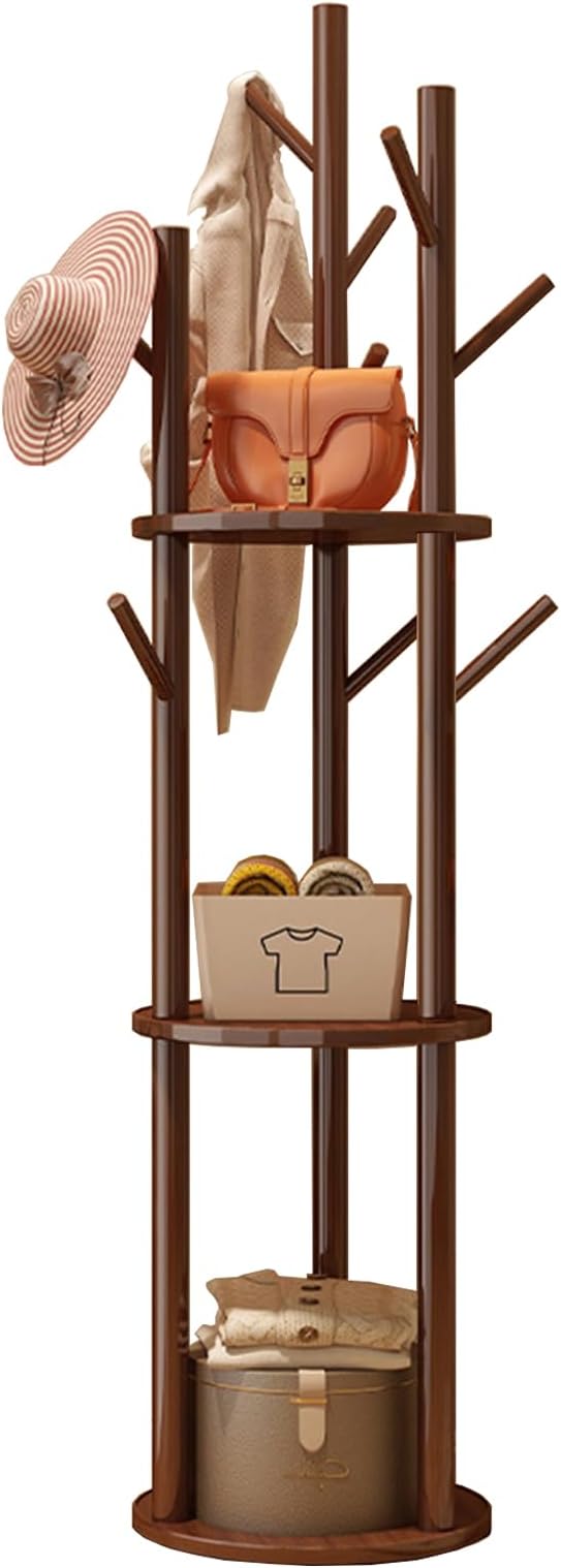 Coat Rack,Free Stand Coat Tree Hanger Cloth Rack With 3 Shelves And 9 Hooks