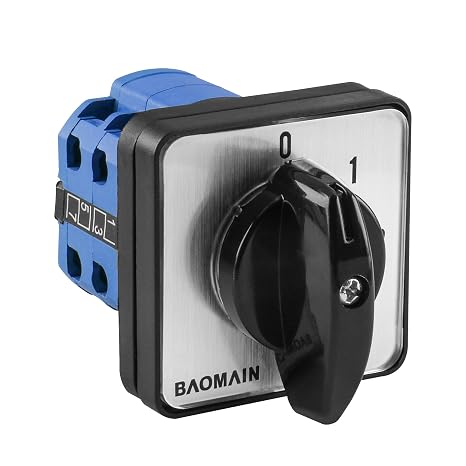 BAOMAIN 20A 660V Cam Changeover Switch, 5 Position 8 Terminals SZW26-20/0-4.2, Rotary Selector Switch for Motor Control, Power Distribution, Industrial Panel