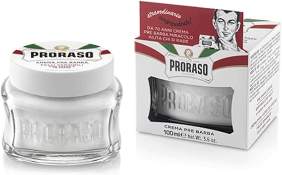 Proraso Pre Shave Cream, 100 ml | Sensitive, For Men, With Oat and Green Tea Extracts, Softens Skin, Made in Italy