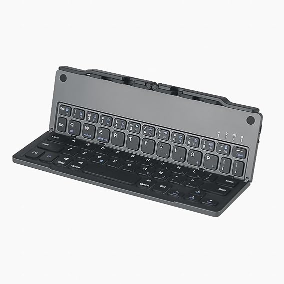 Bluetooth Katlanabilir Klavye, Standlı ve Taşınabilir, Windows iOS Android iPhone ve Tablet ile Uyumlu Seyahat Klavyesi