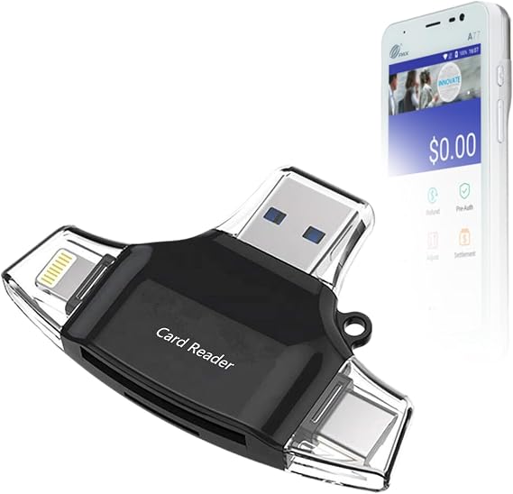 BoxWave Smart Gadget Compatible with Pax A77 - AllReader SD Card Reader, microSD Card Reader SD Compact USB - Jet Black