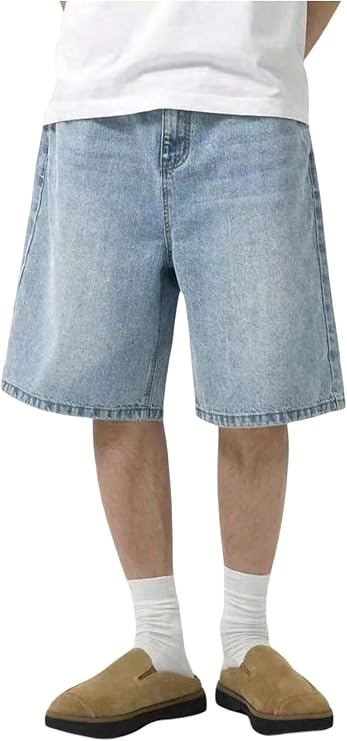 OYOANGLE Boy's Jorts Baggy Jean Shorts Wide Leg Denim Shorts with Pockets
