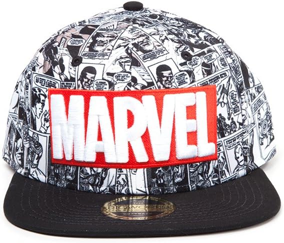 Marvel Comics Logo and Comic Pattern Snapback Baseball Cap Multi-Colour SB0