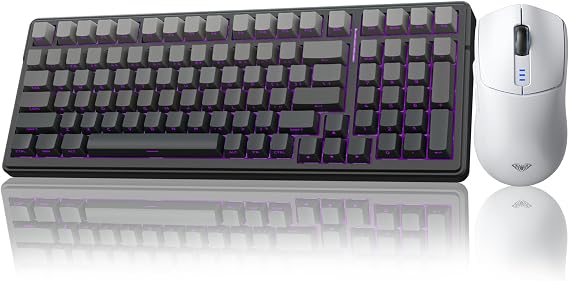 AULA Wireless Keyboard and Mouse Combo, AULA F99 Pro Mechanical Keyboards,Gasket Hot Swappable Custom Keyboard+SC580 Wireless Gaming Mouse White