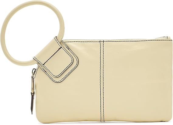 HOBO Sable Leather Wristlet Clutch with Circular Handle, Zippered Closure, Credit Card Organizer, Interior Zip Pocket