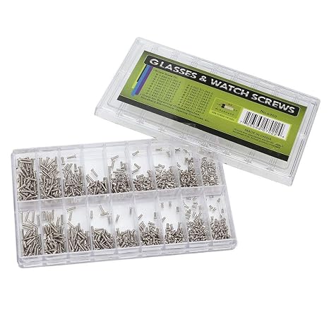 FOTABPYTI Glasses and Watch Repair Screw Kit, 1800pcs/box, Stainless Steel, Flat Head, Right Hand, Fully Threaded, Partially Threaded, 18 Sizes