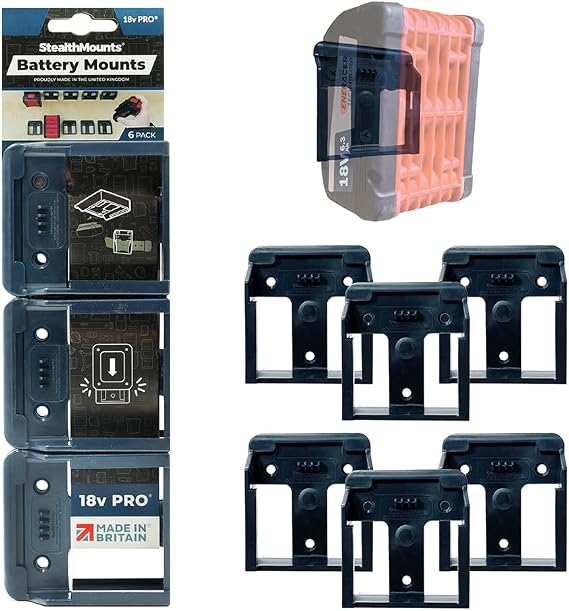 StealthMounts - Blue Battery Mounts for Bosch 18v | Battery Holders | Package of 6