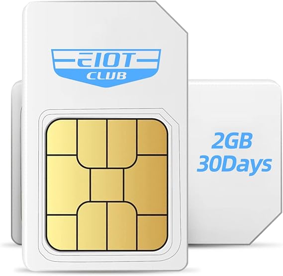 EIOTCLUB Data SIM Card for Unlocked IoT Devices, 2GB 30-Day, Dual Network