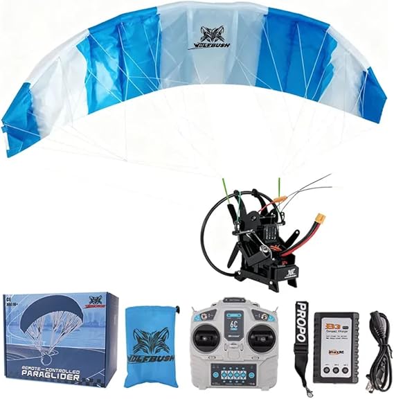 2.4G Remote Controlled Paraglider Model, RC Electric Stunt Flight Glider, Foldable Nylon Wings, 128 cm Wingspan, Gift for Aviator Enthusiast