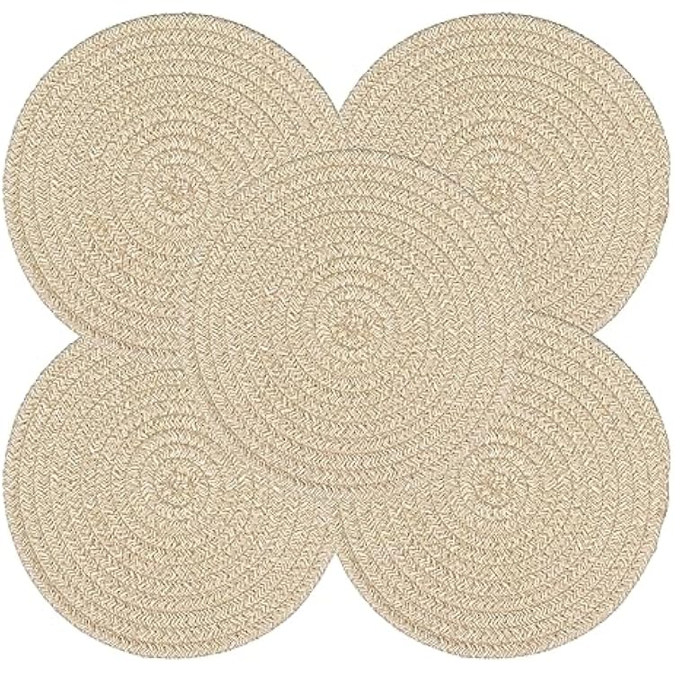 Trivets Set Pot Holders Set Coasters for Countertops Hot Mats Hot Pads 8 Inch Cotton Potholders for Kitchen Ideal for Hot Dishes, Pots, Pans, Teapots, Bowl and Plates 5 pcs Oatmeal