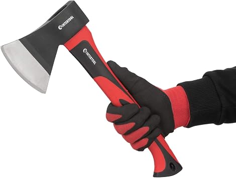 INTERTOOL 15 Camping Hatchet Axe Compact Wood Splitting Tool with Fiberglass Shock-Resistant Handle, Small Axe for Chopping Firewood, Kindling, and Survival Gear HT-0262